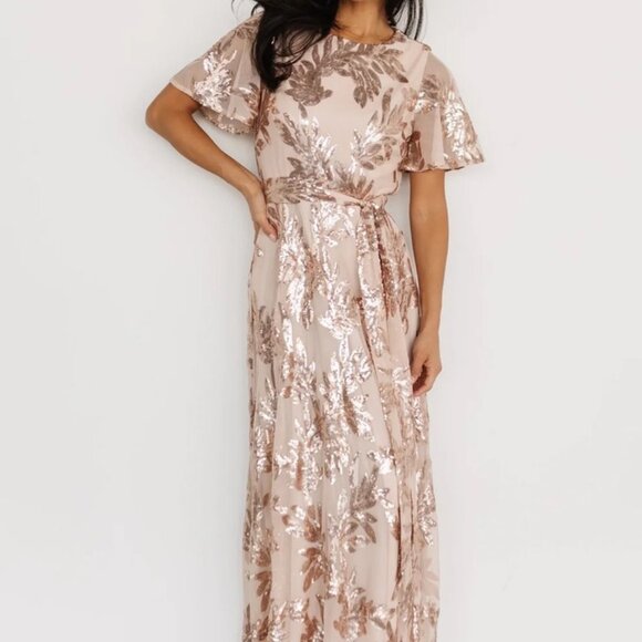 Baltic Born Muse Sequin Maxi Dress, Size L, Rose Gold - Picture 4 of 11